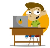 Student on desk stock illustration Student on desk stock illustration