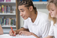 Student studying in library Royalty Free Stock Photography Student studying in library Royalty Free Stock Photography