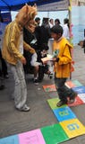 Students of medical faculty give classes to people on the street on healthy life style. Royalty Free Stock Image Students of medical faculty give classes to people on the street on healthy life style. Royalty Free Stock Image