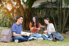 Students young asian together reading book study stock image Students young asian together reading book study stock image
