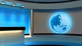 Studio de TV Studio d'actualités Studio jaune Globe illustration libre de droits Studio de TV Studio d'actualités Studio jaune Globe illustration libre de droits