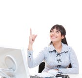 Studio Shot Of Young Secretary Pointing Up Stock Photography Studio Shot Of Young Secretary Pointing Up Stock Photography