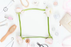 Styled frame with pink ranunculos