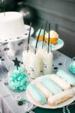 Stylish decorated children candy bar with balloons at the birthday party stock image Stylish decorated children candy bar with balloons at the birthday party stock image