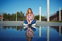stylish female hipster enjoying sunny day outdoors stock images stylish female hipster enjoying sunny day outdoors stock images