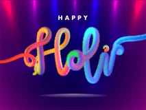 Stylish furry text Holi on glossy purple background. royalty free illustration Stylish furry text Holi on glossy purple background. royalty free illustration
