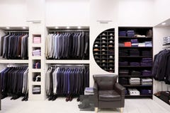Stylish men's clothes in shop