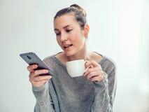 Stylish Woman, Mobile Phone And Cup Of Coffee Royalty Free Stock Image Stylish Woman, Mobile Phone And Cup Of Coffee Royalty Free Stock Image