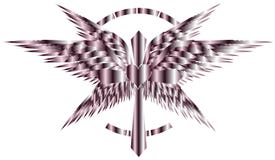 Stylized artistic Cross with wings and heart isolated royalty free illustration Stylized artistic Cross with wings and heart isolated royalty free illustration
