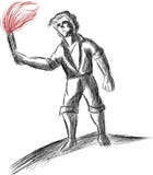 Stylized man with torch in black isolated stock illustration Stylized man with torch in black isolated stock illustration