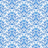 Stylizowany rybiej skala Japan bezszwowy wzór Kwiat royalty ilustracja Stylizowany rybiej skala Japan bezszwowy wzór Kwiat royalty ilustracja