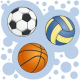 Ställ in av bollar för fotbollvolleyboll och basket stock illustrationer Ställ in av bollar för fotbollvolleyboll och basket stock illustrationer