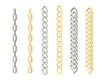 Ställ in av kedjor av guld och silver stock illustrationer Ställ in av kedjor av guld och silver stock illustrationer