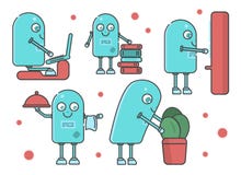 Ställ in av olik plats med den smarta roboten RPA vektor illustrationer Ställ in av olik plats med den smarta roboten RPA vektor illustrationer