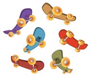 ställ in skateboards royaltyfri illustrationer ställ in skateboards royaltyfri illustrationer