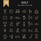 Ställ in vektorlägenhetlinjen symbolsgolf royaltyfri illustrationer Ställ in vektorlägenhetlinjen symbolsgolf royaltyfri illustrationer