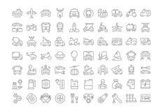 Ställ in vektorlägenhetlinjen symbolstransport vektor illustrationer Ställ in vektorlägenhetlinjen symbolstransport vektor illustrationer