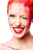Stående av den härliga flickan med den ljusa makeupcloseupen royaltyfri foto Stående av den härliga flickan med den ljusa makeupcloseupen royaltyfri foto