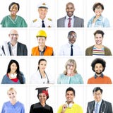 Stående av multietniskt blandat ockupationfolk arkivfoton Stående av multietniskt blandat ockupationfolk arkivfoton
