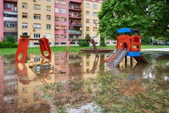 Submerged Children Playground After A Storm Stock Image Submerged Children Playground After A Storm Stock Image