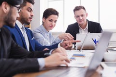 Successful business team planning work on laptop royalty free stock photos Successful business team planning work on laptop royalty free stock photos