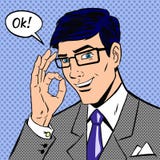 Successful businessman saying okay in vintage pop royalty free illustration Successful businessman saying okay in vintage pop royalty free illustration