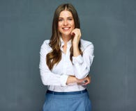 Successful businesswoman wearing white shirt and smiling with teeth. Royalty Free Stock Photo Successful businesswoman wearing white shirt and smiling with teeth. Royalty Free Stock Photo