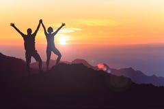 Happy couple celebrate, reaching life goal and success Royalty Free Stock Photos Happy couple celebrate, reaching life goal and success Royalty Free Stock Photos