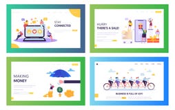 Succesvolle Online Zaken Team Concept Landing Page Set De mensen die en maken Verkoop bij Online Opslag Mobiele Toepassing babbel stock illustratie Succesvolle Online Zaken Team Concept Landing Page Set De mensen die en maken Verkoop bij Online Opslag Mobiele Toepassing babbel stock illustratie