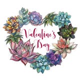 Succulent heart. Valentine. Happy Valentine`s day. Postcard vector illustration Succulent heart. Valentine. Happy Valentine`s day. Postcard vector illustration