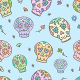 Sugar sculls doodle cute seamless pattern. Background, texture textile vector illustration Sugar sculls doodle cute seamless pattern. Background, texture textile vector illustration