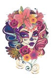 Sugar Skull Witch Woman In Flower Crown Portrait Royalty Free Stock Photography