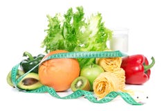 Suivez un régime le concept de petit déjeuner de perte de poids avec le measur de bande photos stock Suivez un régime le concept de petit déjeuner de perte de poids avec le measur de bande photos stock