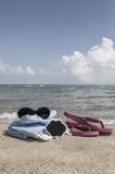 Summer background with flipflops and sunglasses Stock Image Summer background with flipflops and sunglasses Stock Image