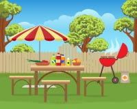 Summer backyard fun bbq vector illustration Summer backyard fun bbq vector illustration