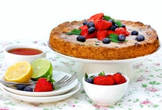 Summer berry fruit cake, festive tea party Stock Photos Summer berry fruit cake, festive tea party Stock Photos