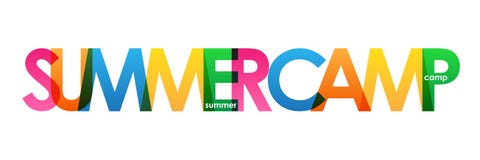 SUMMER CAMP! colorful overlapping letters vector banner stock illustration SUMMER CAMP! colorful overlapping letters vector banner stock illustration