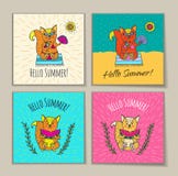 Summer card with animal characters. royalty free illustration Summer card with animal characters. royalty free illustration