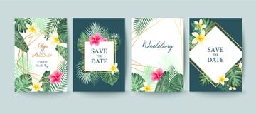 Summer Card. Save The Date. Palm Leaves Stock Photos Summer Card. Save The Date. Palm Leaves Stock Photos