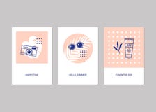 Summer cards set. Collection of posters royalty free illustration Summer cards set. Collection of posters royalty free illustration