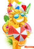 Summer cocktail 3d vector. Splash of juice and tropical fruits Royalty Free Illustration Summer cocktail 3d vector. Splash of juice and tropical fruits Royalty Free Illustration