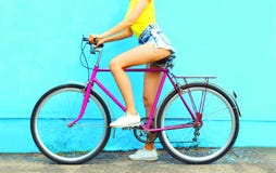 Summer fashion woman with bicycle stock images Summer fashion woman with bicycle stock images