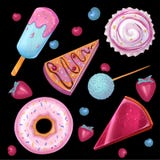 Summer food illustration, set of candy bar. stock illustration Summer food illustration, set of candy bar. stock illustration