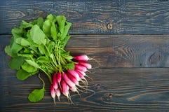 Summer harvested red radish. Growing organic vegetables. Large bunch of raw fresh juicy garden radish Stock Photography Summer harvested red radish. Growing organic vegetables. Large bunch of raw fresh juicy garden radish Stock Photography