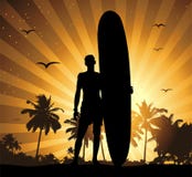 Summer holiday, man with surfboard