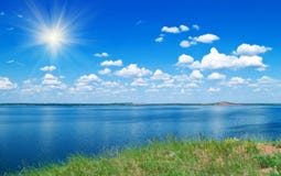 Summer Landscape With Lake Royalty Free Stock Photo
