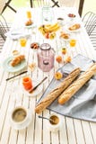Summer outdoor continental breakfast on the garden terrace Stock Photography Summer outdoor continental breakfast on the garden terrace Stock Photography