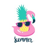 Summer poster pool floating with flamingo and pineapple. Stock Photos Summer poster pool floating with flamingo and pineapple. Stock Photos