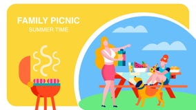 Summertime Barbeque Party Flat Banner Template stock illustration Summertime Barbeque Party Flat Banner Template stock illustration
