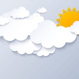 Sun and clouds on gray sky background